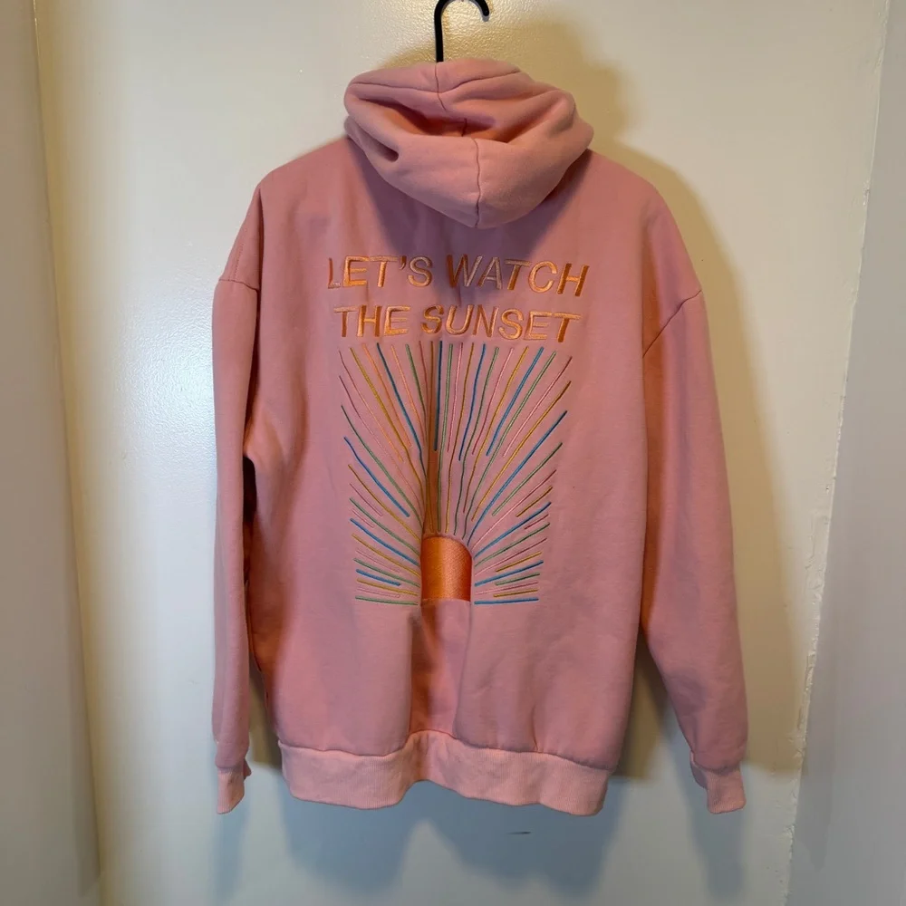 Dandy Worldwide sweatshirt hoodie pink "lets watch the sunset" women's size XL - Picture 2 of 4